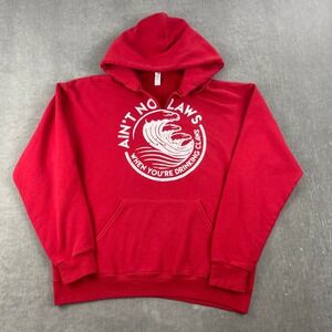 Ain't No Laws Drinking Claws Men Large Red Hoodie Graphic Pullover